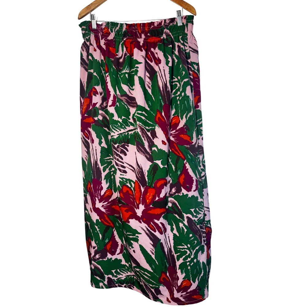 ASOS Tropical Maxi Skirt Sz 16 Floral Elastic Waist Vacation Resort Beach Flowy